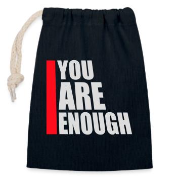 You Are Enough Self Love Motivational Quote - Closable cotton gift bag (14x20cm) - navy - Front