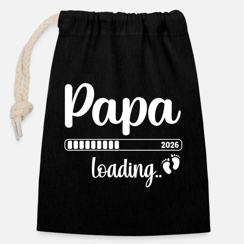 Papa 2026 Loading Vatertag Geschenk - Verschließbarer Geschenkbeutel aus Baumwolle (14x20cm) - Schwarz
