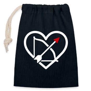 Archery Heart Bow Arrow Sport Gift - Closable cotton gift bag (14x20cm) - navy - Front