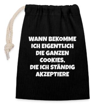 Cookie Akzeptieren – Lustiger Spruch - Verschließbarer Geschenkbeutel aus Baumwolle (14x20cm) - Schwarz - Vorne