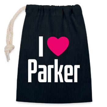 I Love Parker Pink Heart I Love Parker - Closable cotton gift bag (14x20cm) - navy - Front