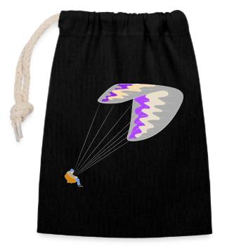 Paraglider - Closable cotton gift bag (14x20cm) - black - Front