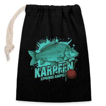 Carp – The King of the Lake - Closable cotton gift bag (14x20cm) - black - Front