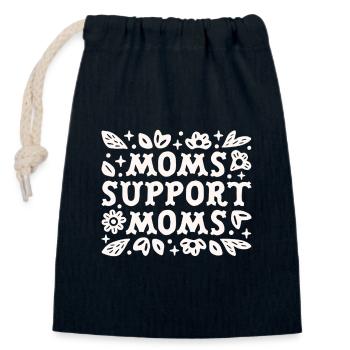 Moms support moms mothers group quotes - Closable cotton gift bag (14x20cm) - navy - Front