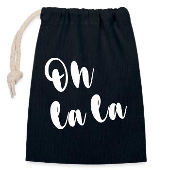 OH LA LA - Verschließbarer Geschenkbeutel aus Baumwolle (14x20cm) - Navy - Vorne