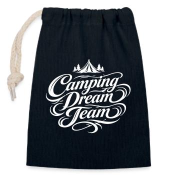 Équipe de rêve du camping - Sac cadeau en coton avec cordon (14 x 20 cm) - bleu marine - Devant