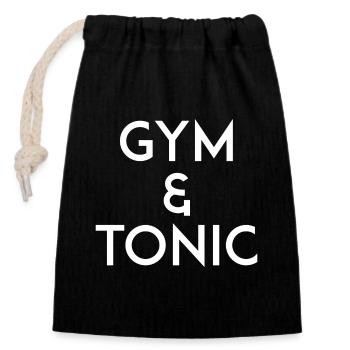 Gym & Tonic - Verschließbarer Geschenkbeutel aus Baumwolle (14x20cm) - Schwarz - Vorne