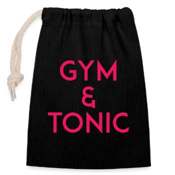 Gym & Tonic - Verschließbarer Geschenkbeutel aus Baumwolle (14x20cm) - Schwarz - Vorne