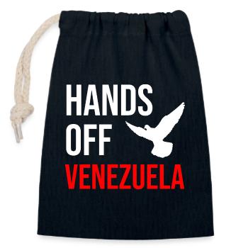 HANDS OFF VENEZUELA - Verschließbarer Geschenkbeutel aus Baumwolle (14x20cm) - Navy - Vorne