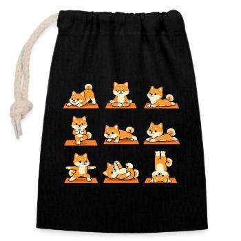 Shiba Inu Yoga Posen Für Hundefans - Verschließbarer Geschenkbeutel aus Baumwolle (14x20cm) - Schwarz - Vorne