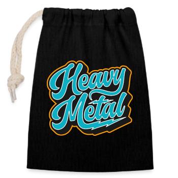 Heavy Metal Retro-Skript - Verschließbarer Geschenkbeutel aus Baumwolle (14x20cm) - Schwarz - Vorne