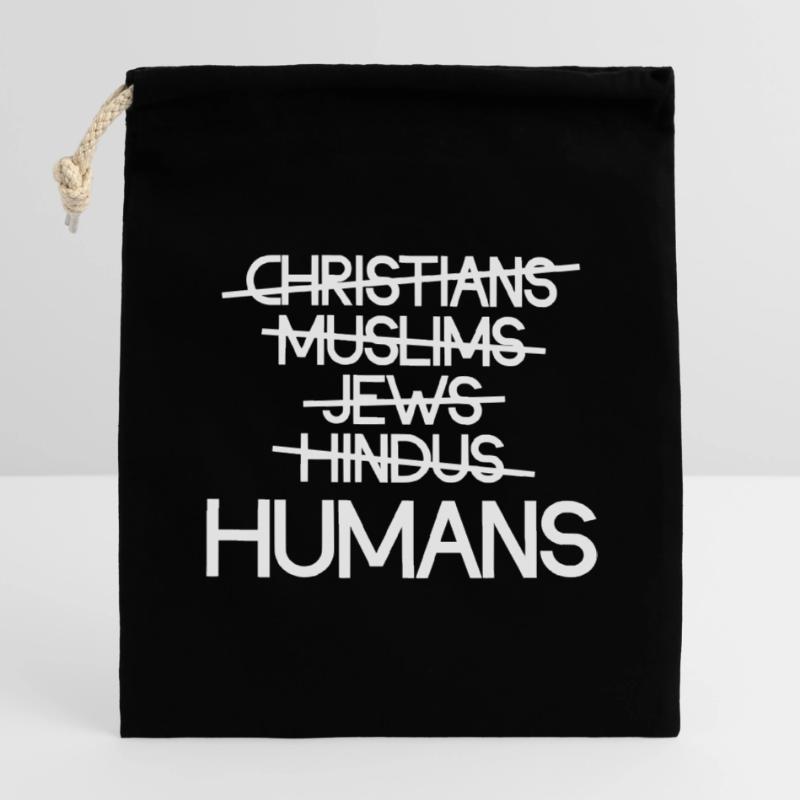 Human beings first - Human unity Closable cotton gift bag (14x20cm)