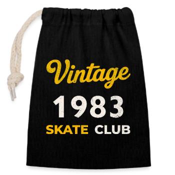 Vintage 1983 Skate Club Retro Geburtsjahr Geschenk - Verschließbarer Geschenkbeutel aus Baumwolle (14x20cm) - Schwarz - Vorne