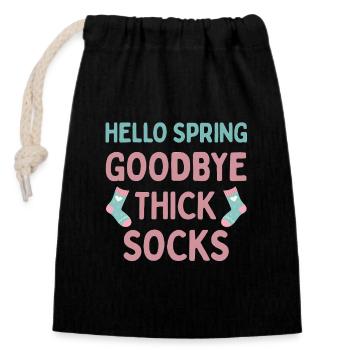 Bonjour Printemps, adieu chaussettes épaisses - Sac cadeau en coton avec cordon (14 x 20 cm) - noir - Devant