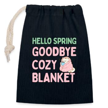 Bonjour printemps, adieu couverture chaude - Sac cadeau en coton avec cordon (14 x 20 cm) - bleu marine - Devant