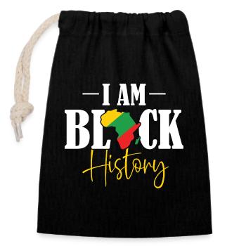 Carte de l’histoire de l’Afrique de I Am Black : afrocentrique - Sac cadeau en coton avec cordon (14 x 20 cm) - noir - Devant