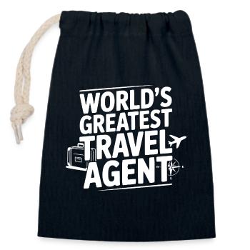 Le plus grand agent de voyages du monde - Sac cadeau en coton avec cordon (14 x 20 cm) - bleu marine - Devant