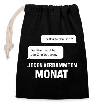 Finanzamt Betritt Den Chat - Verschließbarer Geschenkbeutel aus Baumwolle (14x20cm) - Schwarz - Vorne