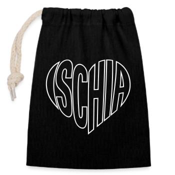 Ischia lettering heart shape - Closable cotton gift bag (14x20cm) - black - Front