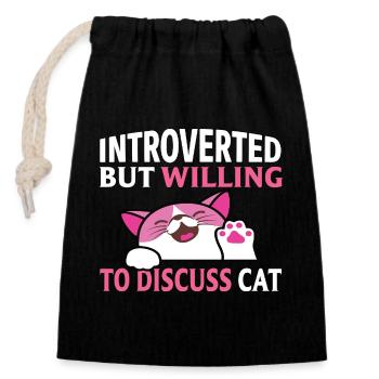 Introverted cat discussion - Verschließbarer Geschenkbeutel aus Baumwolle (14x20cm) - Schwarz - Vorne