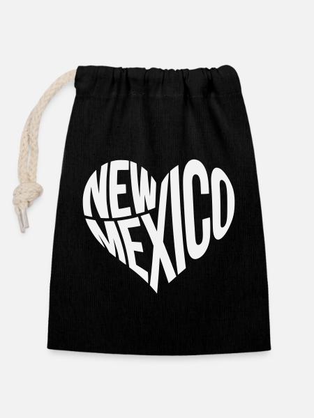New Mexico Herz Typo - Verschließbarer Geschenkbeutel aus Baumwolle (14x20cm) - Schwarz