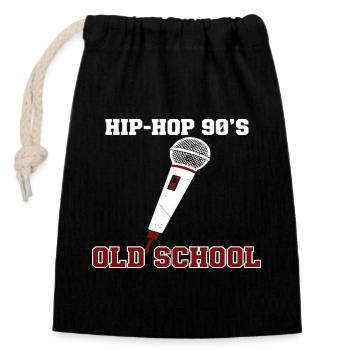 Hip Hop 90s Old School DJ Vinyl - Closable cotton gift bag (14x20cm) - black - Front