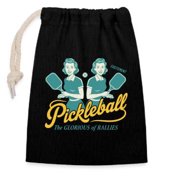 Pickleball The Glorious Of Rallies Funny Player - Closable cotton gift bag (14x20cm) - black - Front