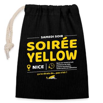 Soirée Yellow ! Soirées culte de Brice - Sac cadeau en coton avec cordon (14 x 20 cm) - noir - Devant