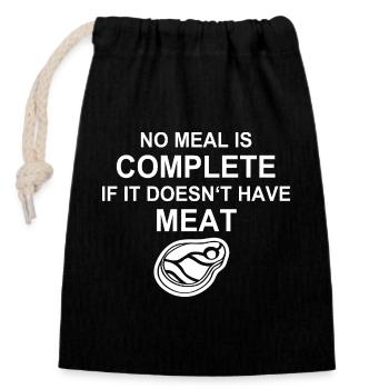 Amateur de viande, Grill, BBQ, Burger, Steak, Chef - Sac cadeau en coton avec cordon (14 x 20 cm) - noir - Devant