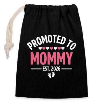 Promue maman 2026 Design de grossesse - Sac cadeau en coton avec cordon (14 x 20 cm) - noir - Devant