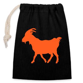 Ziege orange GOAT - Verschließbarer Geschenkbeutel aus Baumwolle (14x20cm) - Schwarz - Vorne
