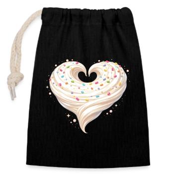 Sahne Herz Backen Süßes Design - Verschließbarer Geschenkbeutel aus Baumwolle (14x20cm) - Schwarz - Vorne
