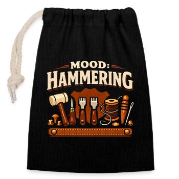 Tuning: Hammering | Leather Tools - Closable cotton gift bag (14x20cm) - black - Front