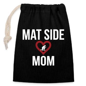 Mat Side Mom Heart Design - Closable cotton gift bag (14x20cm) - black - Front