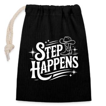 Step Happens Western Line Dance - Closable cotton gift bag (14x20cm) - black - Front