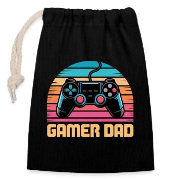 Gamer Dad Retro Controller Sunset Zocken Zocker - Verschließbarer Geschenkbeutel aus Baumwolle (14x20cm) - Schwarz - Vorne