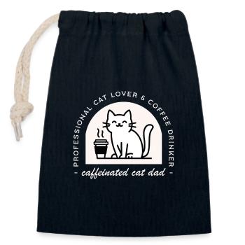 Katzenvater, lustiger Kaffeeliebhaber - Verschließbarer Geschenkbeutel aus Baumwolle (14x20cm) - Navy - Vorne