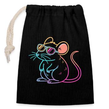 Regenbogenratten-Neonbrille - Verschließbarer Geschenkbeutel aus Baumwolle (14x20cm) - Schwarz - Vorne