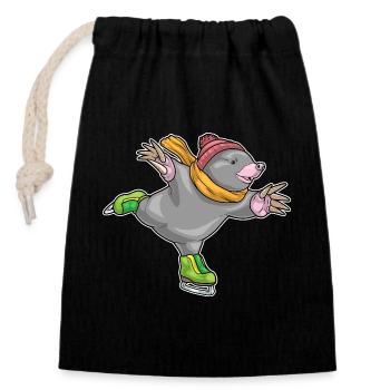 Maulwurf Eislaufen Schlittschuhe Wintersport - Closable cotton gift bag (14x20cm) - black - Front