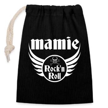 Granny Rock and Roll Totenkopfflügel - Verschließbarer Geschenkbeutel aus Baumwolle (14x20cm) - Schwarz - Vorne