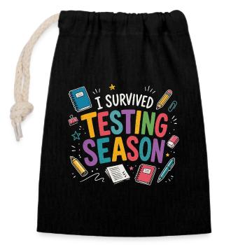 I survived the exam phase School Humor - Closable cotton gift bag (14x20cm) - black - Front