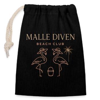 Malle Diven Beach Club Flamingo Mallorca Party - Sac cadeau en coton avec cordon (14 x 20 cm) - noir - Devant