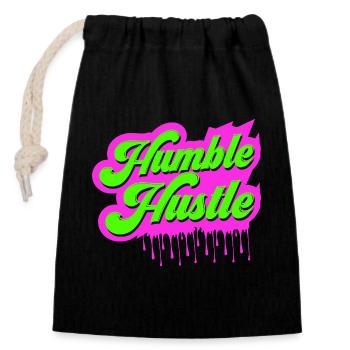 Humble Hustle Entrepreneur Homme d’affaires Businesswo - Sac cadeau en coton avec cordon (14 x 20 cm) - noir - Devant