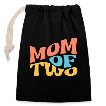 mom of two - Closable cotton gift bag (14x20cm) - black - Front
