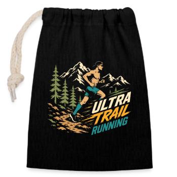 Ultra Trail Running - Sac cadeau en coton avec cordon (14 x 20 cm) - noir - Devant