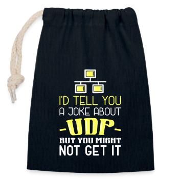 T-shirt administrateur de réseau: "Joke About UDP" - Sac cadeau en coton avec cordon (14 x 20 cm) - bleu marine - Devant