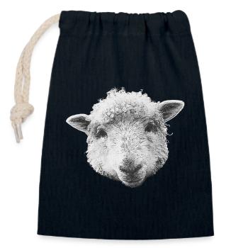 Mouton design fille, tête de mouton Canvas Look - Sac cadeau en coton avec cordon (14 x 20 cm) - bleu marine - Devant