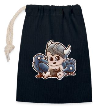 odin viking baby - Closable cotton gift bag (14x20cm) - navy - Front