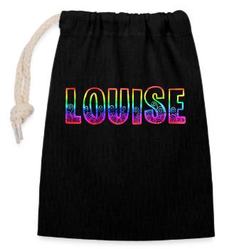 louise rs regenbogen - Verschließbarer Geschenkbeutel aus Baumwolle (14x20cm) - Schwarz - Vorne