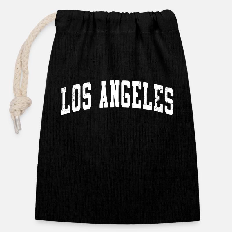 Los Angeles - Retro - Verschließbarer Geschenkbeutel aus Baumwolle (14x20cm) - Schwarz
